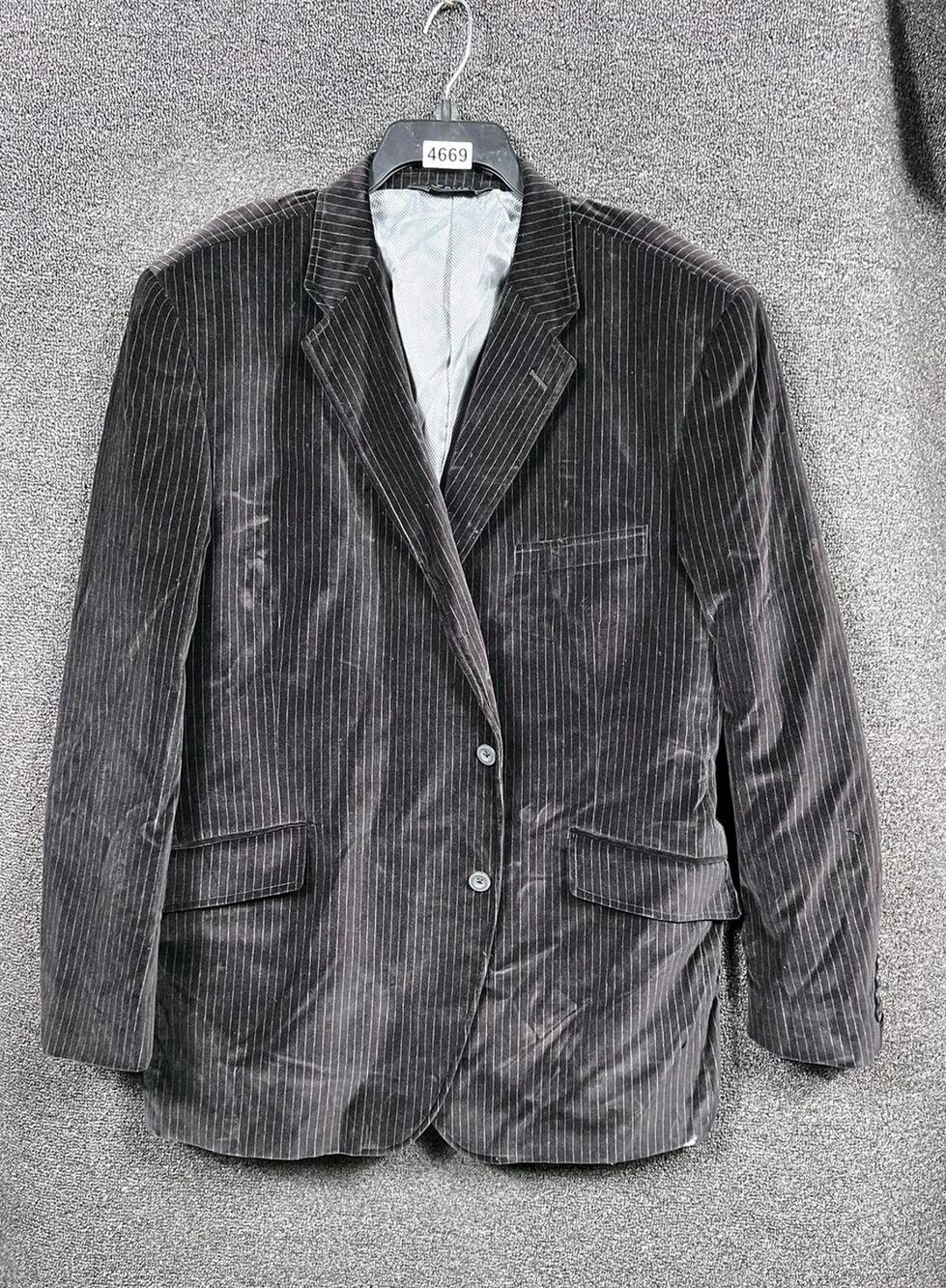 J. Ferrar Blazer Mens 48R Charcoal Pinstripe Corduroy Sport Coat 2 Button Lined